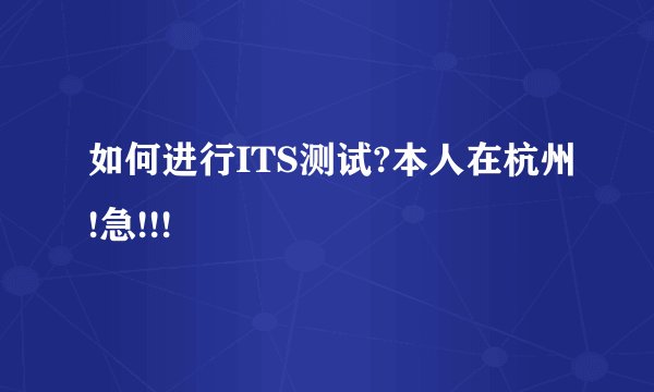 如何进行ITS测试?本人在杭州!急!!!