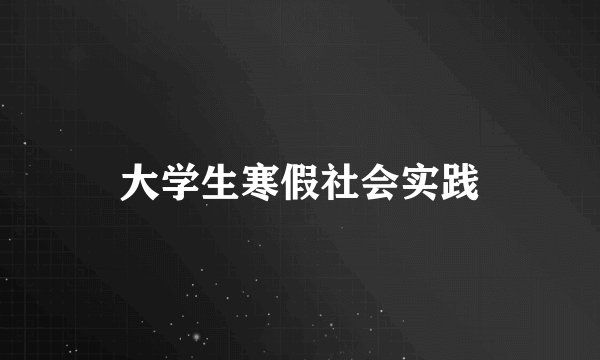大学生寒假社会实践