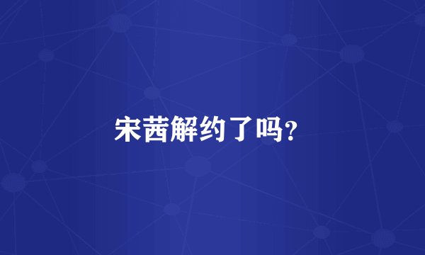 宋茜解约了吗?