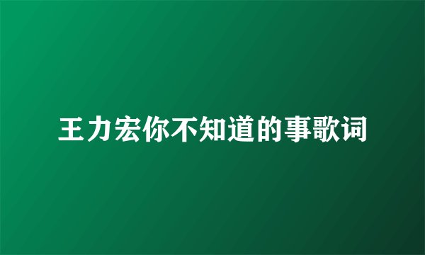 王力宏你不知道的事歌词