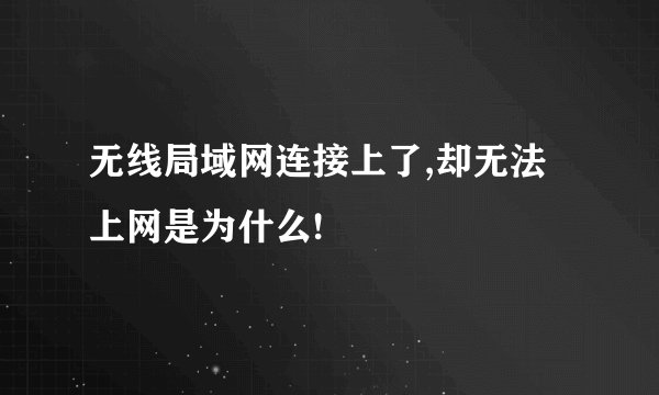 无线局域网连接上了,却无法上网是为什么!