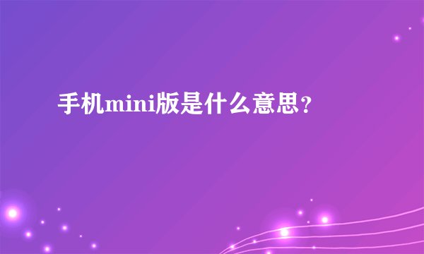 手机mini版是什么意思？
