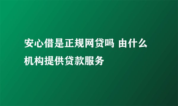 安心借是正规网贷吗 由什么机构提供贷款服务