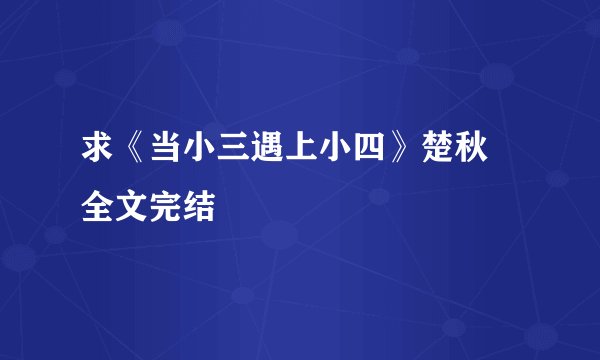 求《当小三遇上小四》楚秋 全文完结