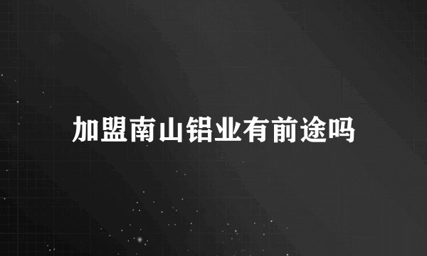 加盟南山铝业有前途吗