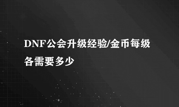 DNF公会升级经验/金币每级各需要多少