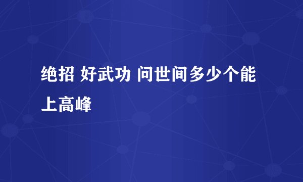 绝招 好武功 问世间多少个能上高峰