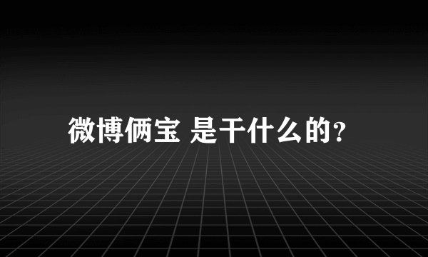 微博俩宝 是干什么的？