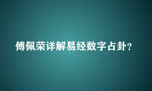 傅佩荣详解易经数字占卦？