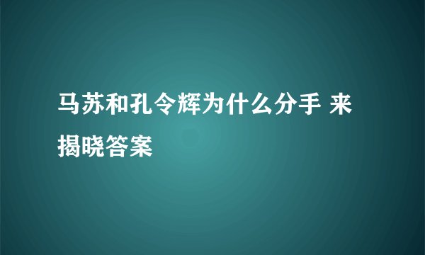马苏和孔令辉为什么分手 来揭晓答案