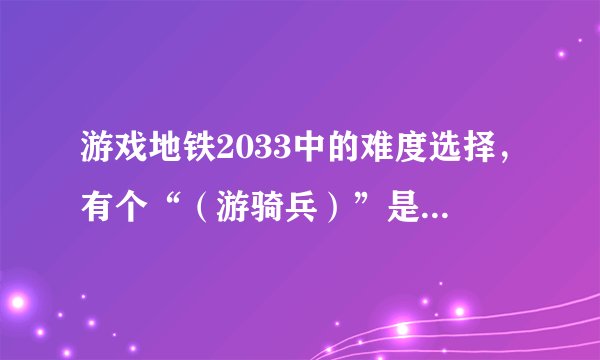 游戏地铁2033中的难度选择，有个“（游骑兵）”是什么意思？跟普通的有区别吗？