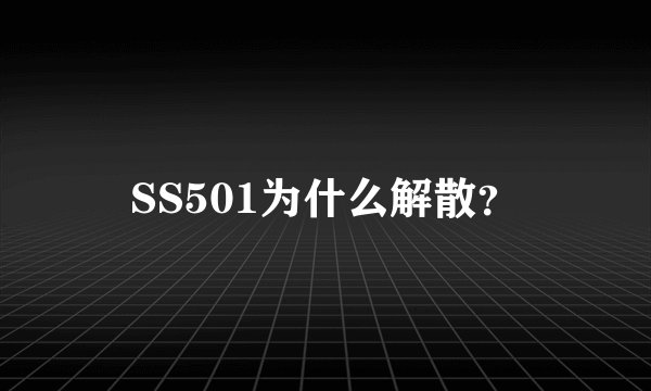 SS501为什么解散？
