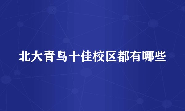 北大青鸟十佳校区都有哪些