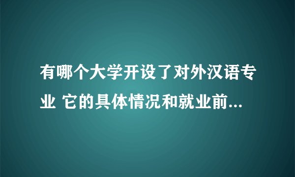 有哪个大学开设了对外汉语专业 它的具体情况和就业前景怎样呢？