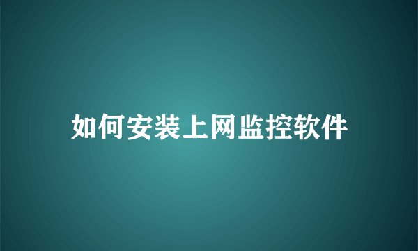 如何安装上网监控软件