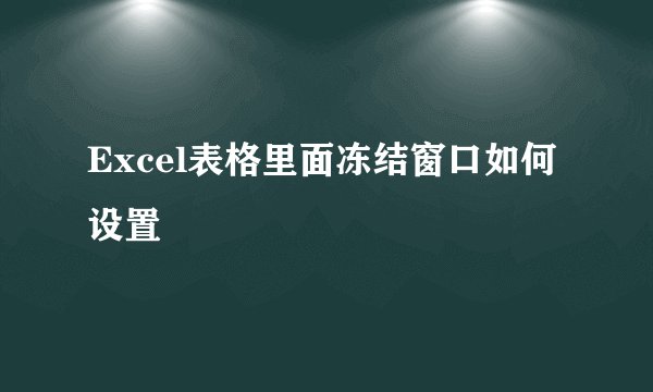 Excel表格里面冻结窗口如何设置