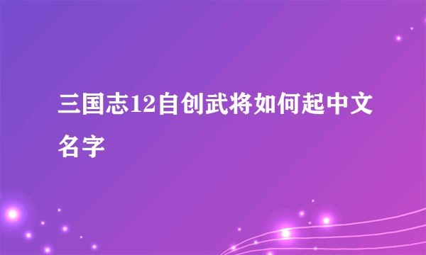 三国志12自创武将如何起中文名字