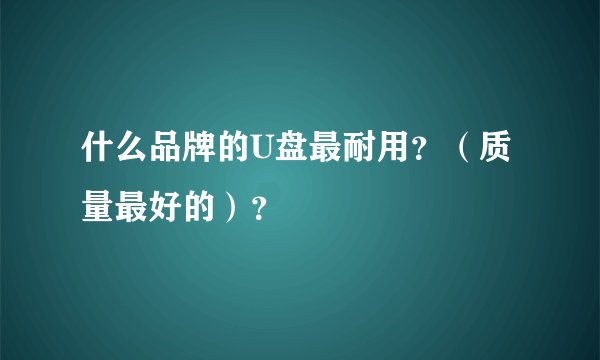 什么品牌的U盘最耐用？（质量最好的）？
