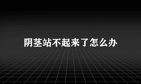 阴茎站不起来了怎么办