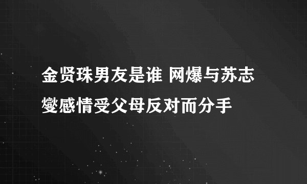 金贤珠男友是谁 网爆与苏志燮感情受父母反对而分手