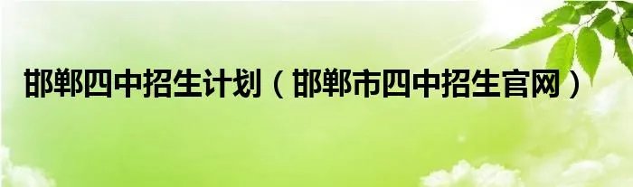 邯郸四中招生计划（邯郸市四中招生官网）
