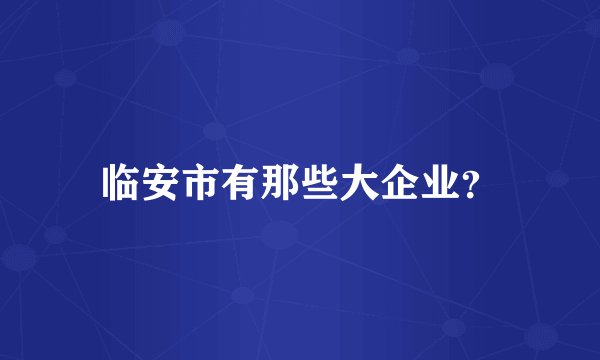 临安市有那些大企业？