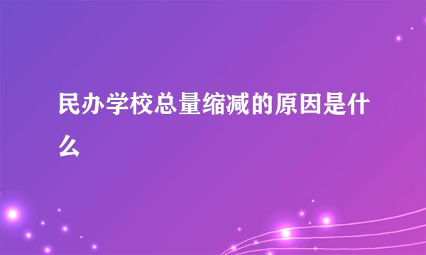 民办学校总量缩减的原因是什么