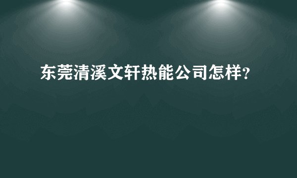东莞清溪文轩热能公司怎样？