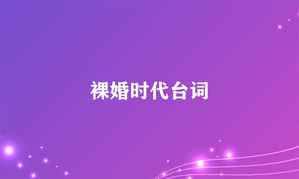 裸婚时代台词