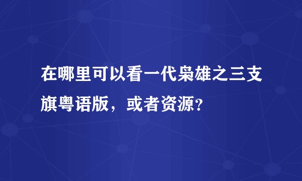 在哪里可以看一代枭雄之三支旗粤语版，或者资源？