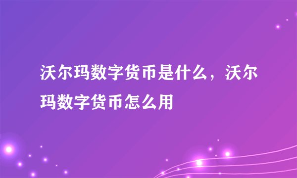 沃尔玛数字货币是什么,沃尔玛数字货币怎么用