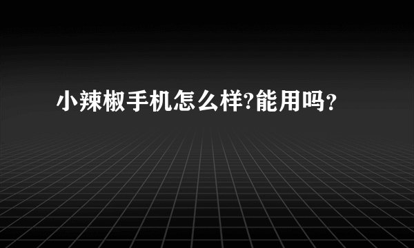 小辣椒手机怎么样?能用吗？