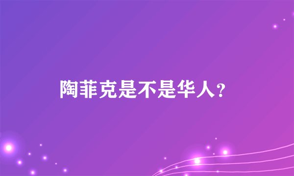 陶菲克是不是华人？