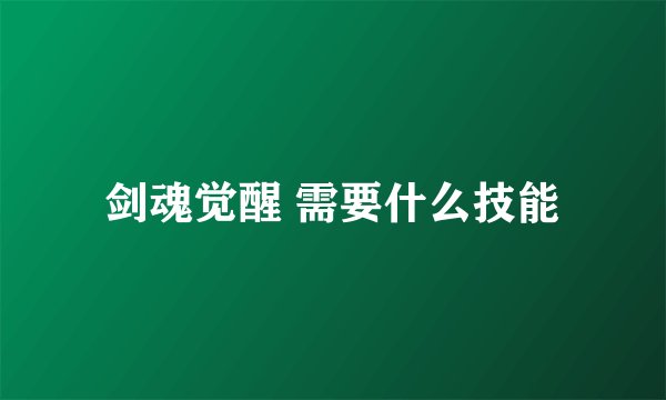剑魂觉醒 需要什么技能