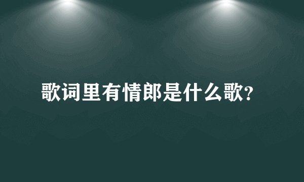 歌词里有情郎是什么歌？
