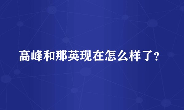 高峰和那英现在怎么样了？