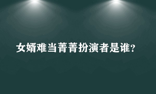 女婿难当菁菁扮演者是谁？