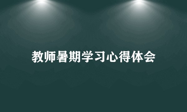 教师暑期学习心得体会