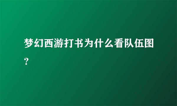 梦幻西游打书为什么看队伍图？