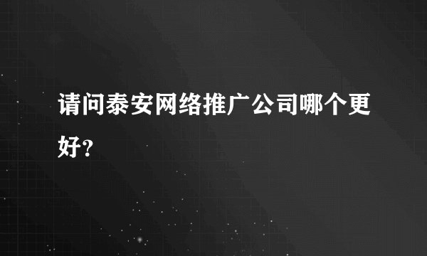 请问泰安网络推广公司哪个更好？