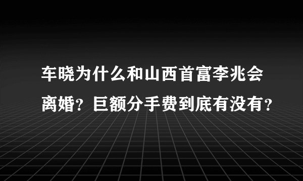 车晓为什么和山西首富李兆会离婚?巨额分手费到底有没有?