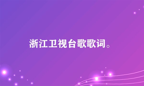 浙江卫视台歌歌词。