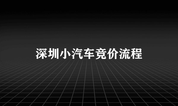 深圳小汽车竞价流程