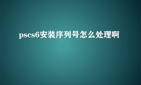 pscs6安装序列号怎么处理啊