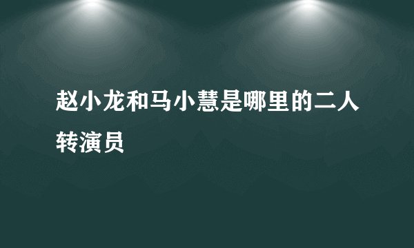 赵小龙和马小慧是哪里的二人转演员