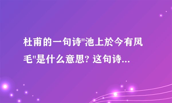杜甫的一句诗
