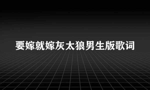 要嫁就嫁灰太狼男生版歌词