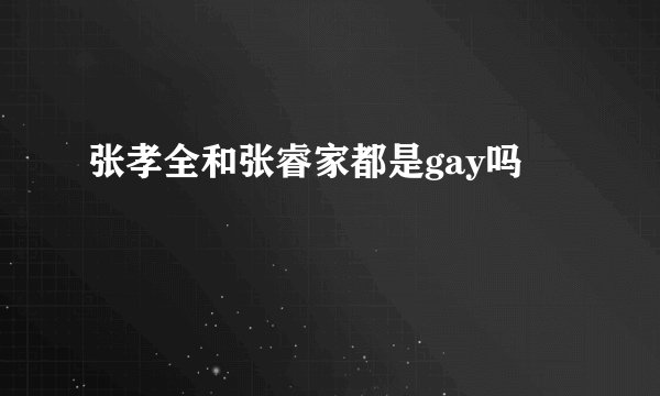 张孝全和张睿家都是gay吗