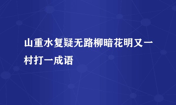 山重水复疑无路柳暗花明又一村打一成语