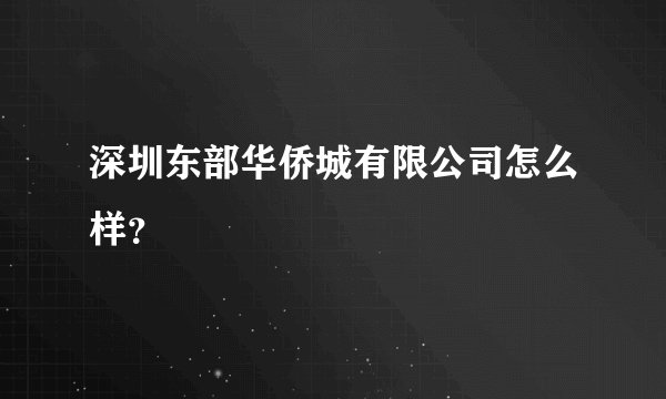 深圳东部华侨城有限公司怎么样？